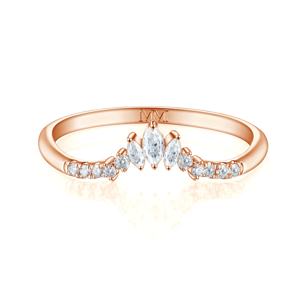Serenella - Marquise en Ronde Moissanite Trouwring