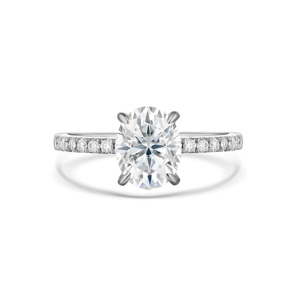 Nina - Ovaal Moissanite Ring met Pavé Zijstenen