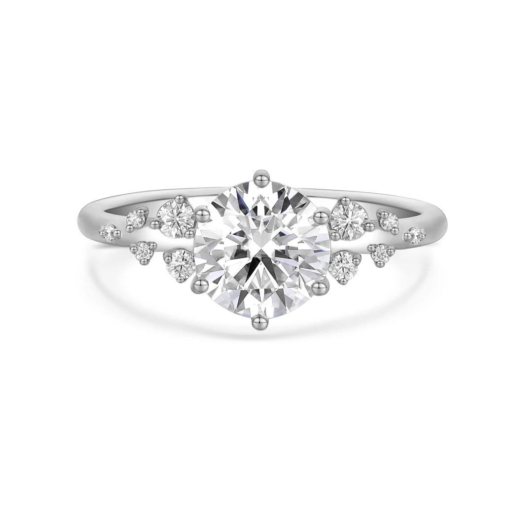 Aurora - Moissanite Ring met Minimalistische Zijstenen