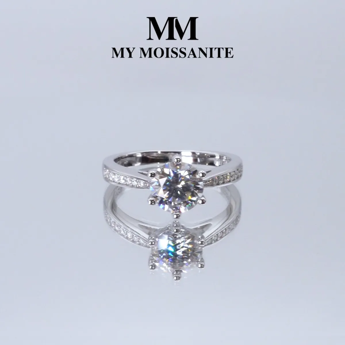 Sophia Ring - Moissanite Verlovingsring Pavé Bijzetstenen