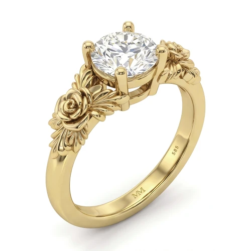 Roselle - Bloemvormige Moissanite Verlovingsring met Pavé Zetting