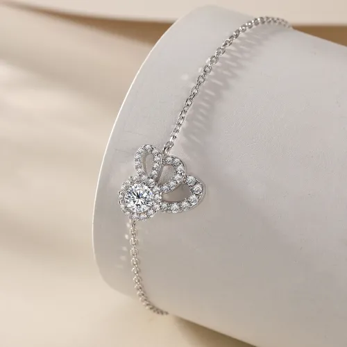 Ornella - Floral Halo Moissanite Armband Met Verstelbare Schakelketting - lifestyle