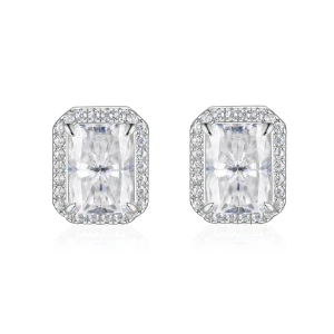 Aura - Radiant Moissanite Oorknopjes in Halo Zetting