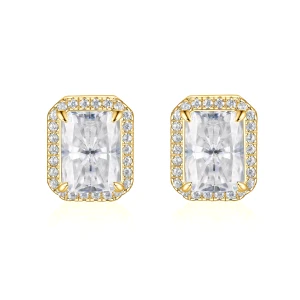 Aura - Radiant Moissanite Oorknopjes in Halo Zetting