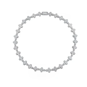 Virtuoso - Smaragd Geslepen Moissanite Pavé Kruis Schakelketting Met Statement Sluiting