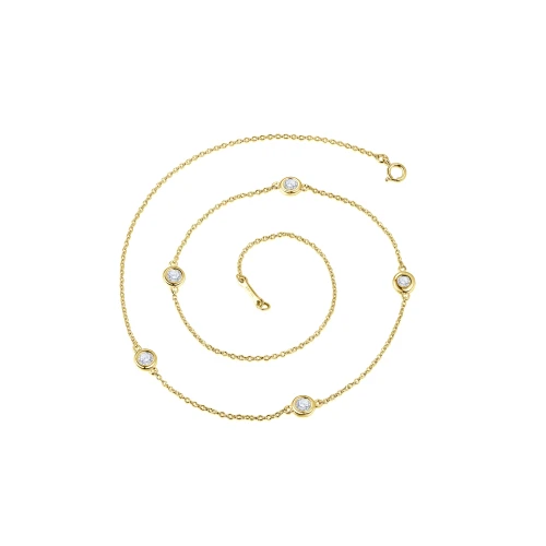 Circa - Bezelzetting Moissanite Ketting met Verstelbare Schakels
