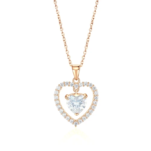 Valoria - Hartvormige Moissanite Hanger met Halo Detail