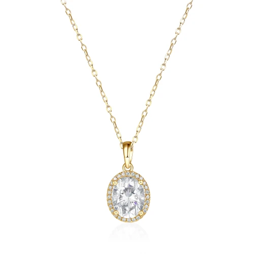 Clarique - Klassieke Ovaalvormige Moissanite Hanger met Pavé Halo