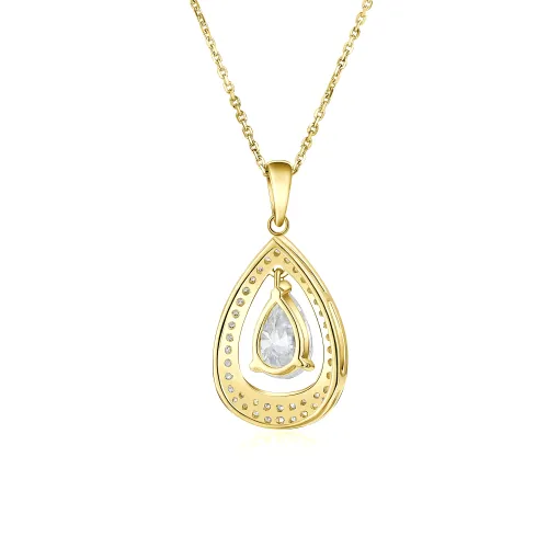 Pendula - Teardrop Moissanite Hanger met Dubbele Halo Elegantie - lifestyle