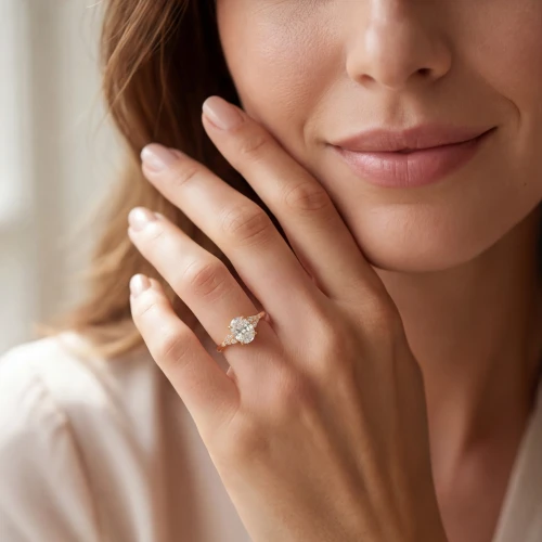 Ovaline - Ovaal Moissanite Ring met Minimalistische Zijstenen - lifestyle