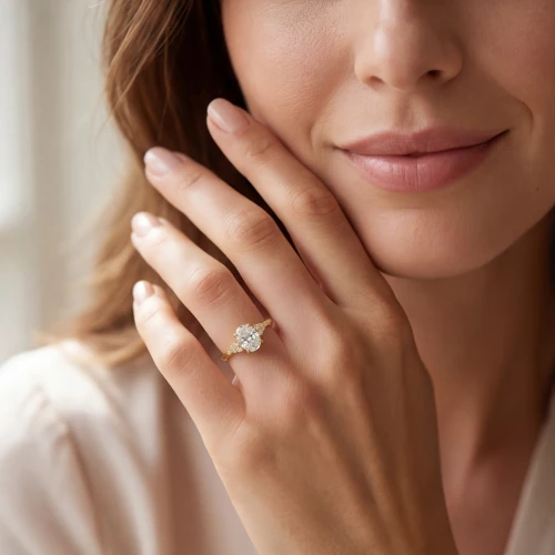 Ovaline - Ovaal Moissanite Ring met Minimalistische Zijstenen - lifestyle