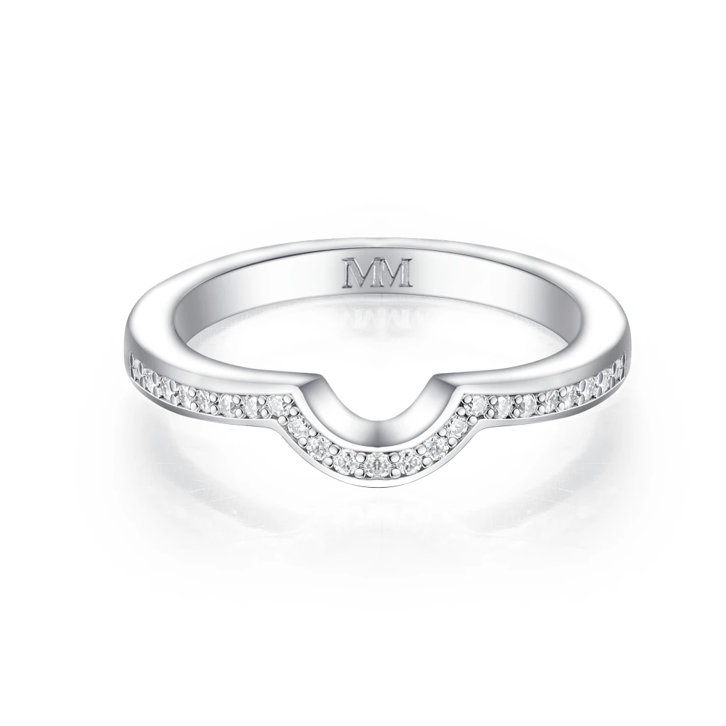 Cirquette - Gecontoureerde Moissanite Trouwring Met Accentstenen