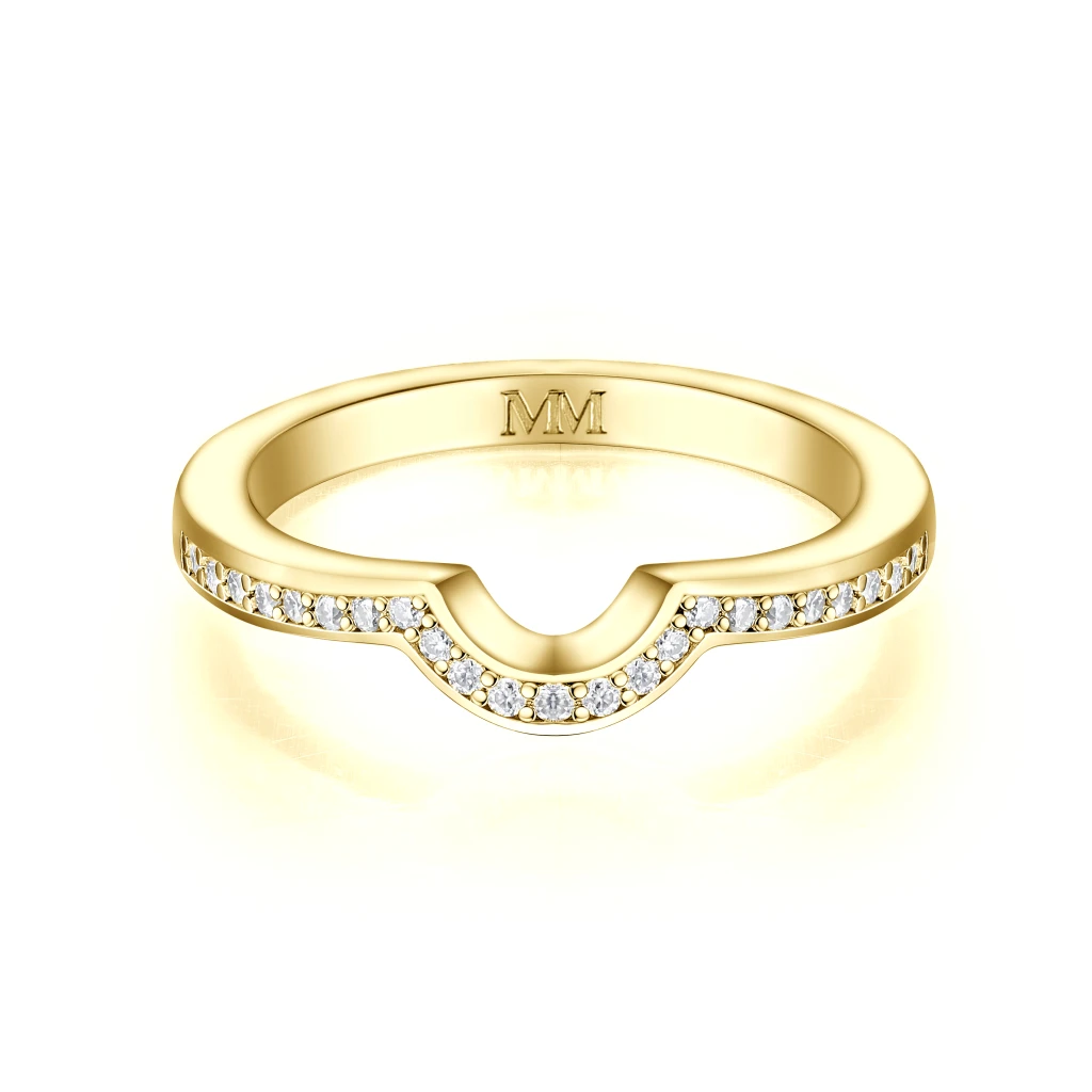 Cirquette - Gecontoureerde Moissanite Trouwring Met Accentstenen
