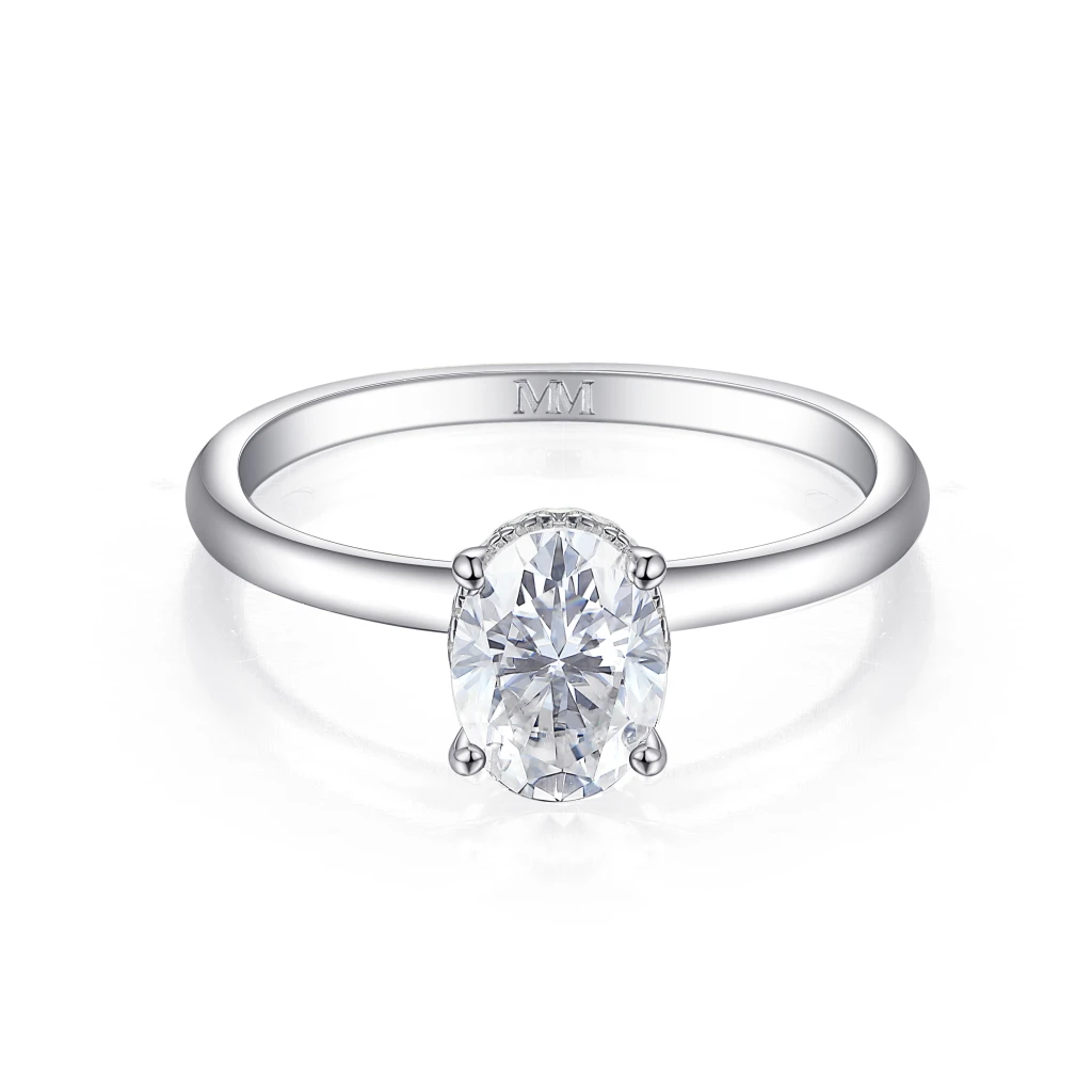 Ovalisse - Ovaal Geslepen Moissanite Ring Met Circle Hidden Halo