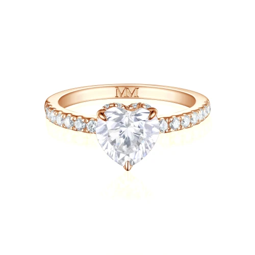 Amoretta - Hart Geslepen Moissanite Verlovingsring Met Pavé Schouders