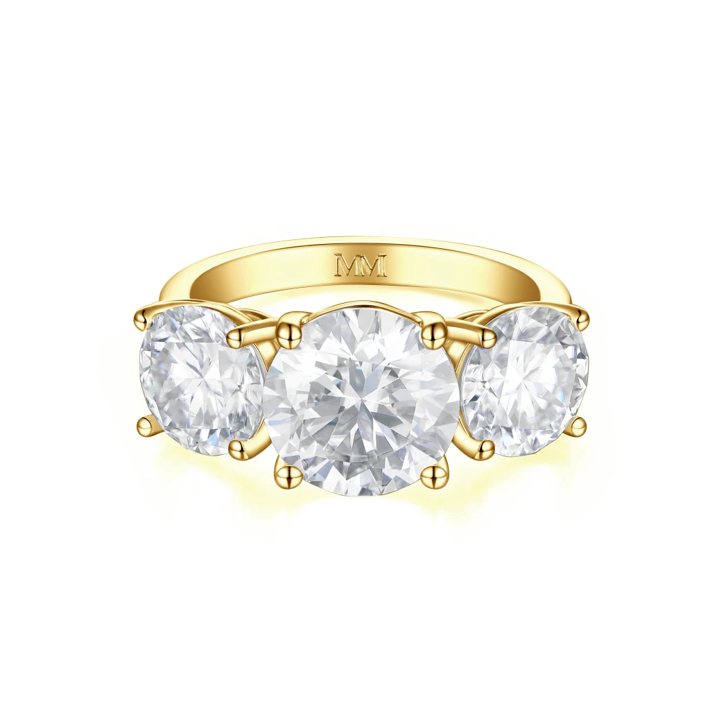 Triadique - Klassieke Drie-Stenen Moissanite Verlovingsring