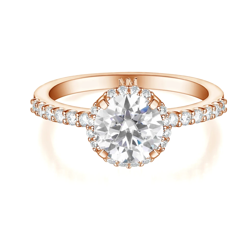 Glimmerette - Luxe Halo Moissanite Ring Met Pavé Accenten
