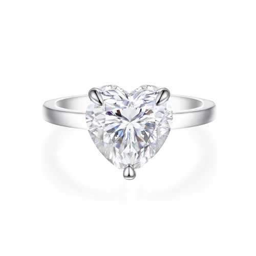 Amorelle - Hartvormige Moissanite Verlovingsring met Hidden Halo