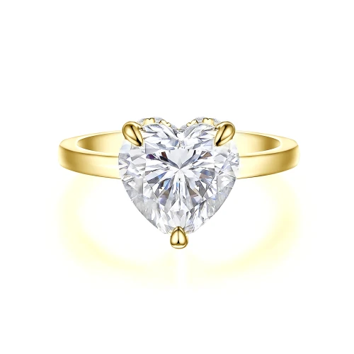 Amorelle - Hartvormige Moissanite Verlovingsring met Hidden Halo