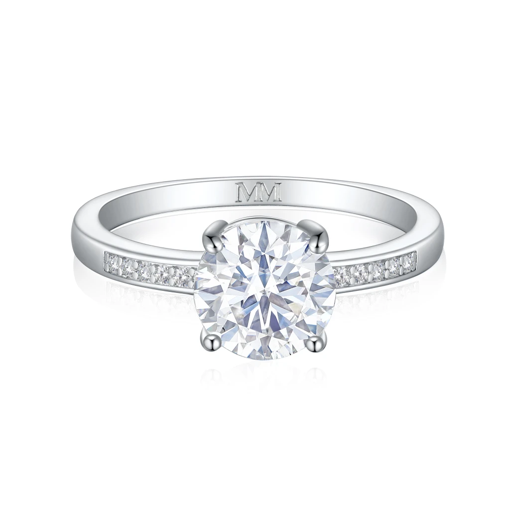 Ophelia - Moissanite Verlovingsring Met Pavé Gezette Zijstenen