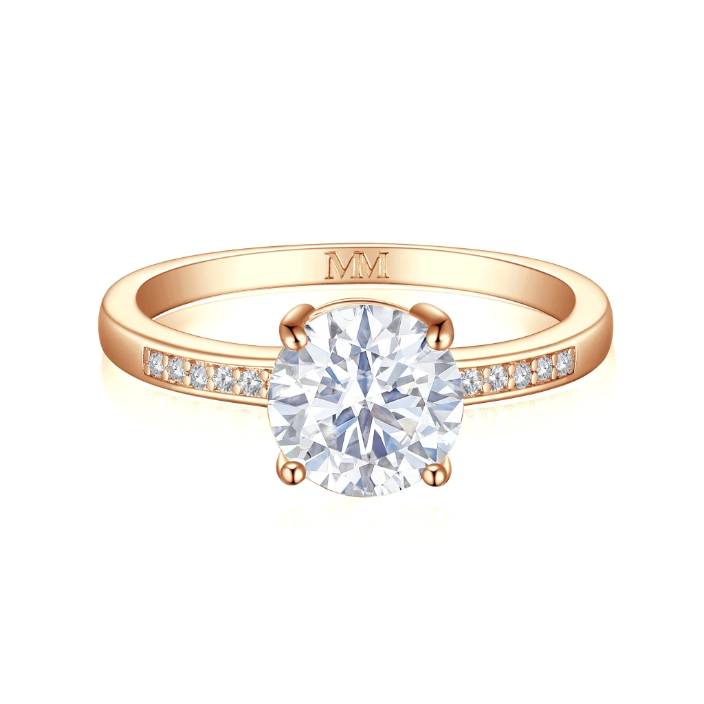 Ophelia - Moissanite Verlovingsring Met Pavé Gezette Zijstenen