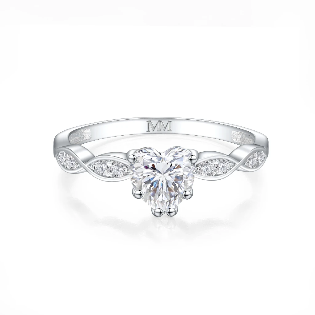 Affection - Hart Geslepen Moissanite Verlovingsring Met Gedraaide Band