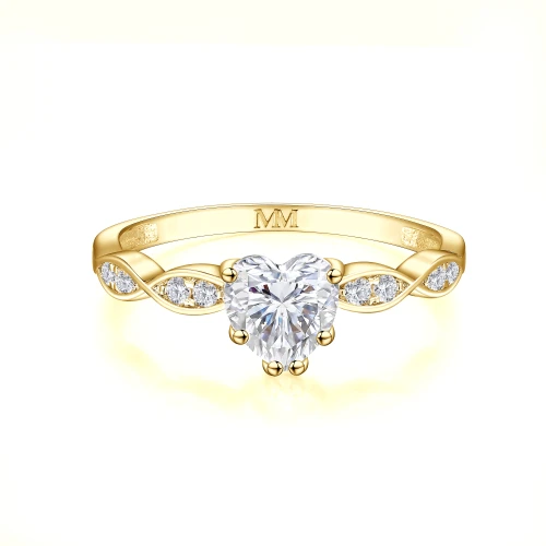 Affection - Hart Geslepen Moissanite Verlovingsring Met Gedraaide Band