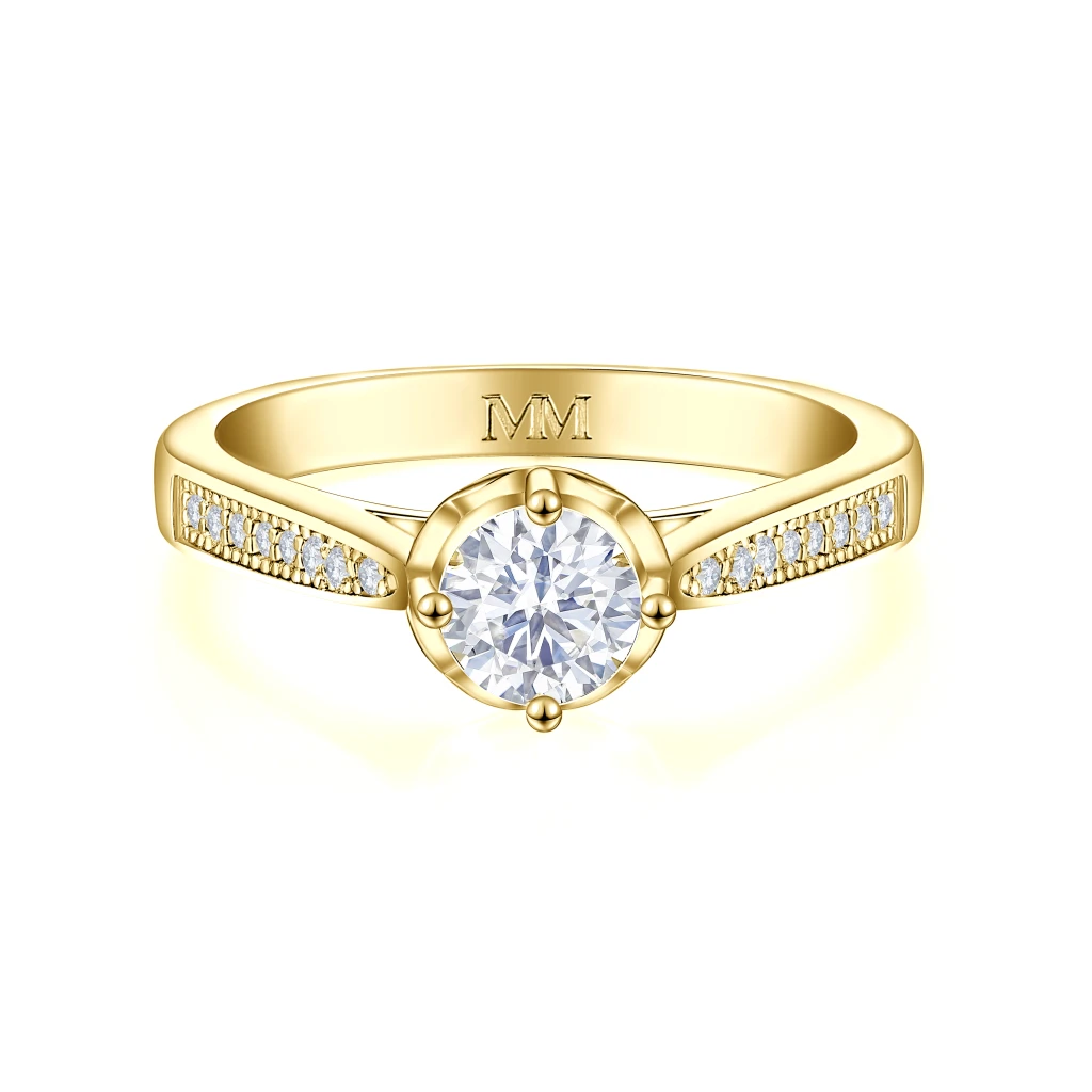 Celeste - Moissanite Verlovingsring Met Pavé Zijstenen