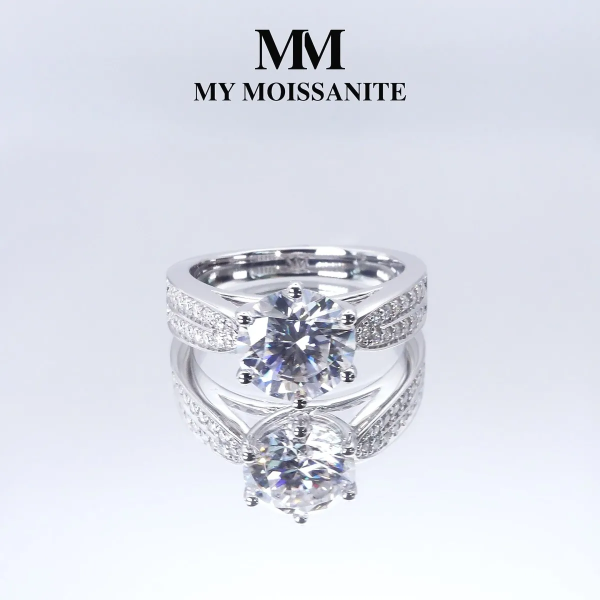 Sylphie - Moissanite Verlovingsring Met Dubbele Zijstenen