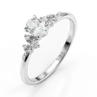 Ovaline - Ovaal Moissanite Ring met Minimalistische Zijstenen
