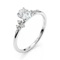 Ovaline - Ovaal Moissanite Ring met Minimalistische Zijstenen
