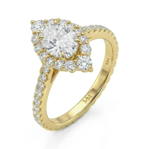 Haloise - Halo Ovale Moissanite Verlovingsring | Wedfit