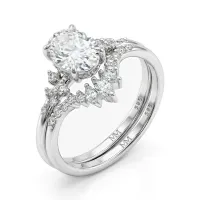Ethereal Elegance Set - Ovaline & Serenella Moissanite Bruidsset Met Marquise Accenten