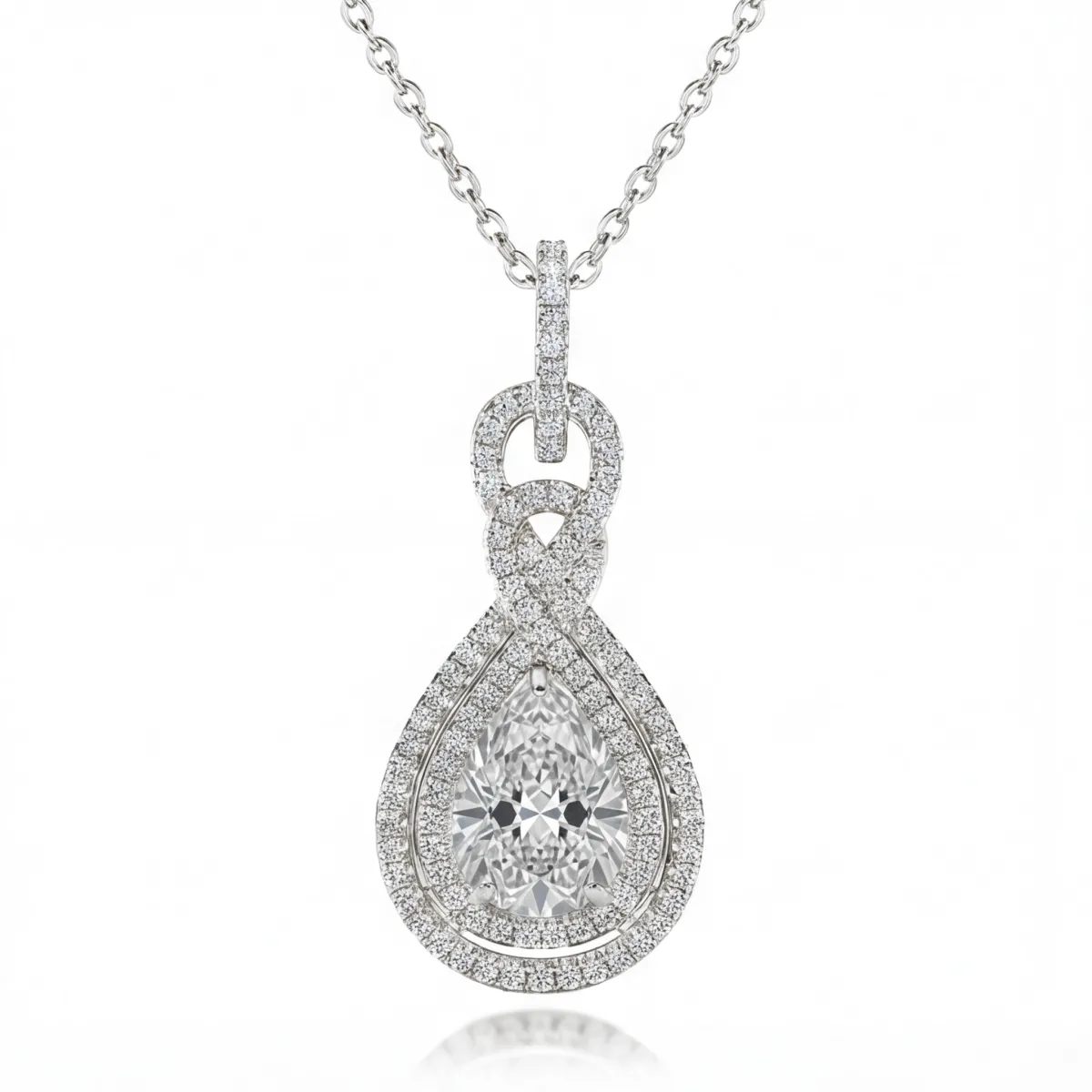 Pearla - Peer-Geslepen Moissanite Hanger met Dubbele Halo