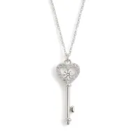 Amore - Hart Sleutel Moissanite Hanger met Pave Zetting