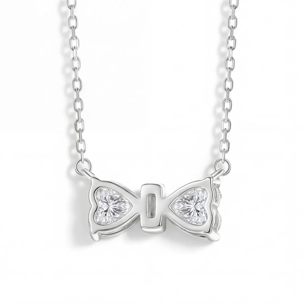 Pairle - Tweeling Hart Geslepen Moissanite Halsketting met Centrale Pavé Bar