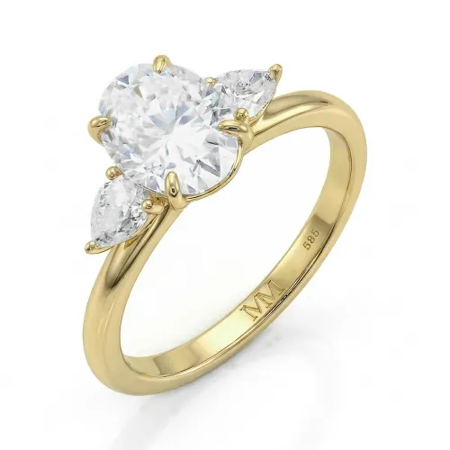 Vivienne - Ovaal Moissanite Trilogy Verlovingsring