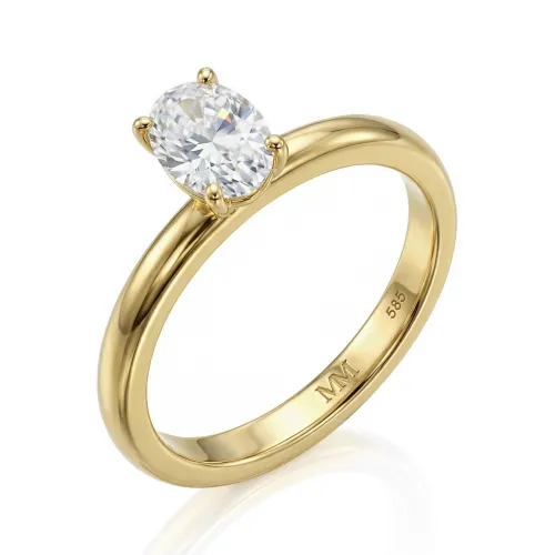 Ovalique - Klassieke Ovale Solitaire Moissanite Verlovingsring