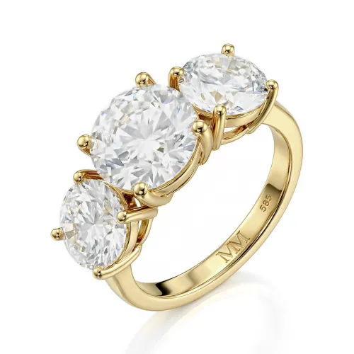 Triadique - Klassieke Drie-Stenen Moissanite Verlovingsring