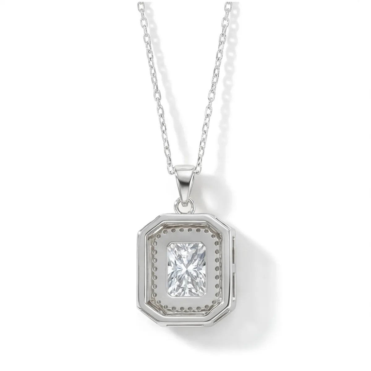 Cristallo - Radiant Geslepen Dubbele Halo Moissanite Hanger Ketting