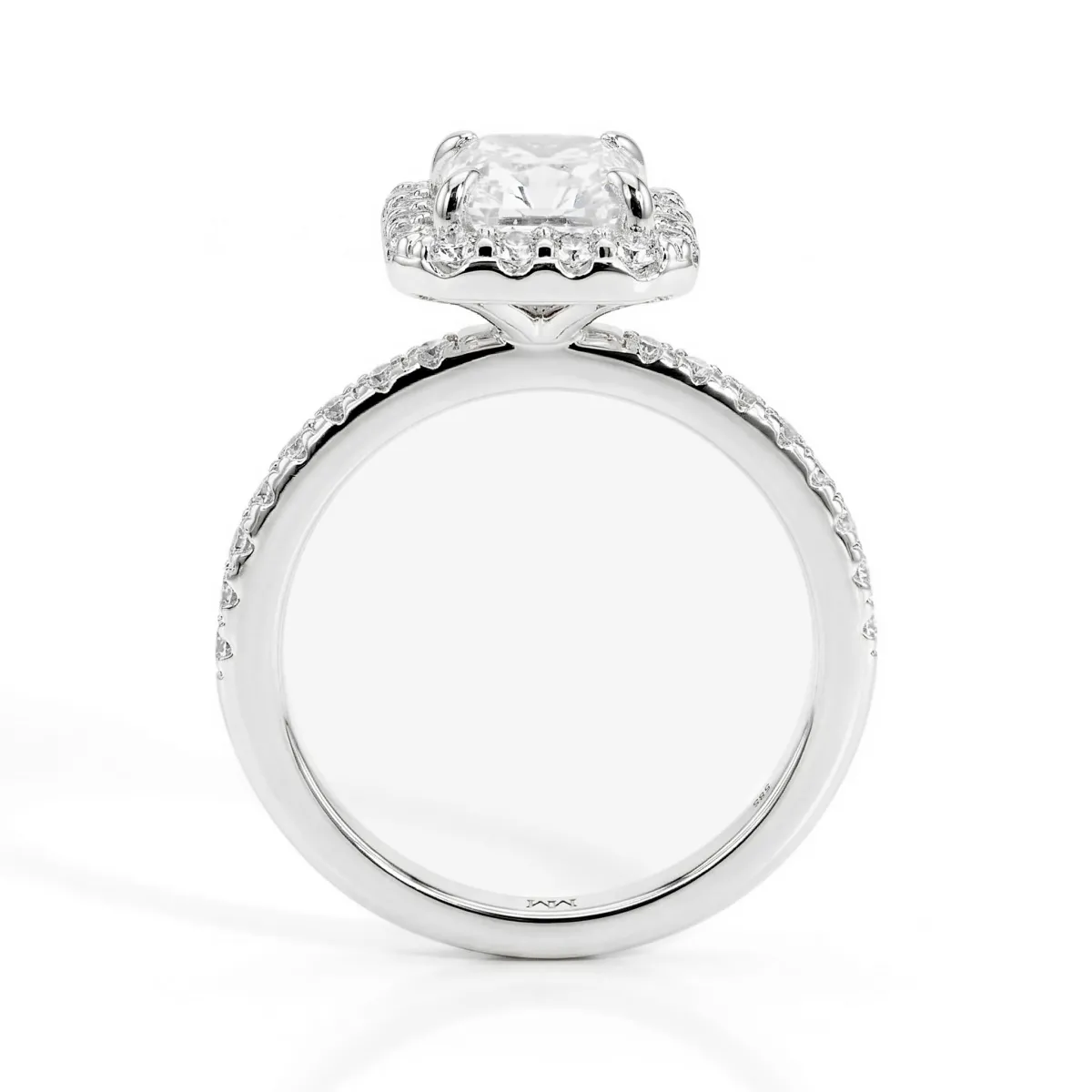 Esmeralda - Smaragd Halo Moissanite Ring Met Zijstenen