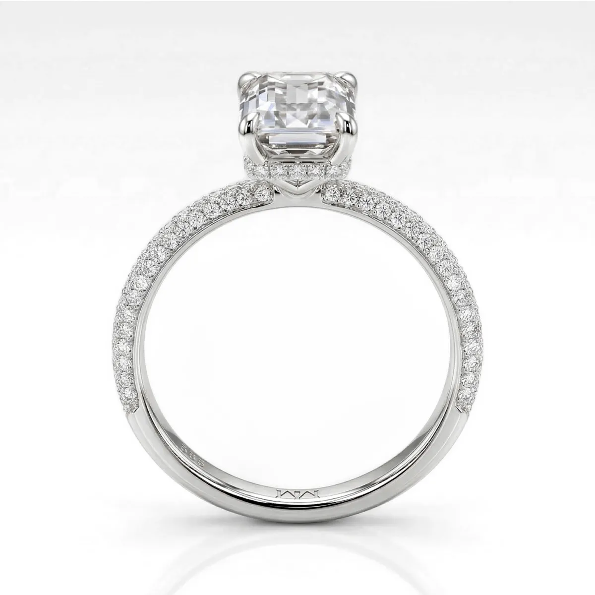 Veridian - Smaragd Geslepen Moissanite Ring Met Pavé-Gezette Band