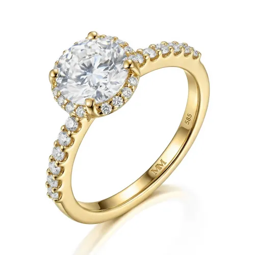Glimmerette - Luxe Halo Moissanite Ring Met Pavé Accenten