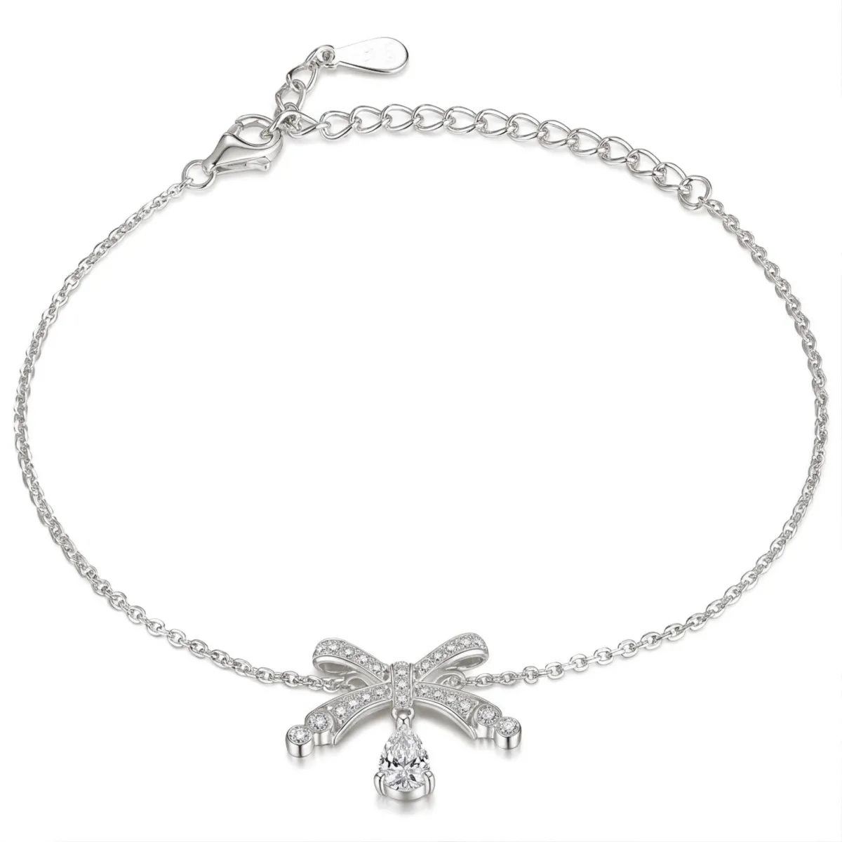 Pearlette - Peer-Vormige Moissanite Strik Armband Met Pave Zetting