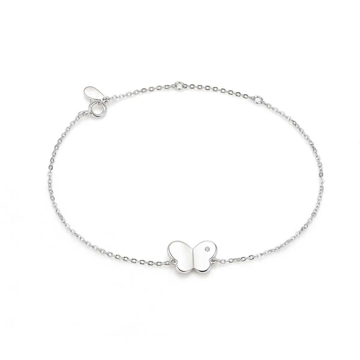 Papillon - Moissanite Vlinderbedelarmband Met Verstelbare Schakelketting
