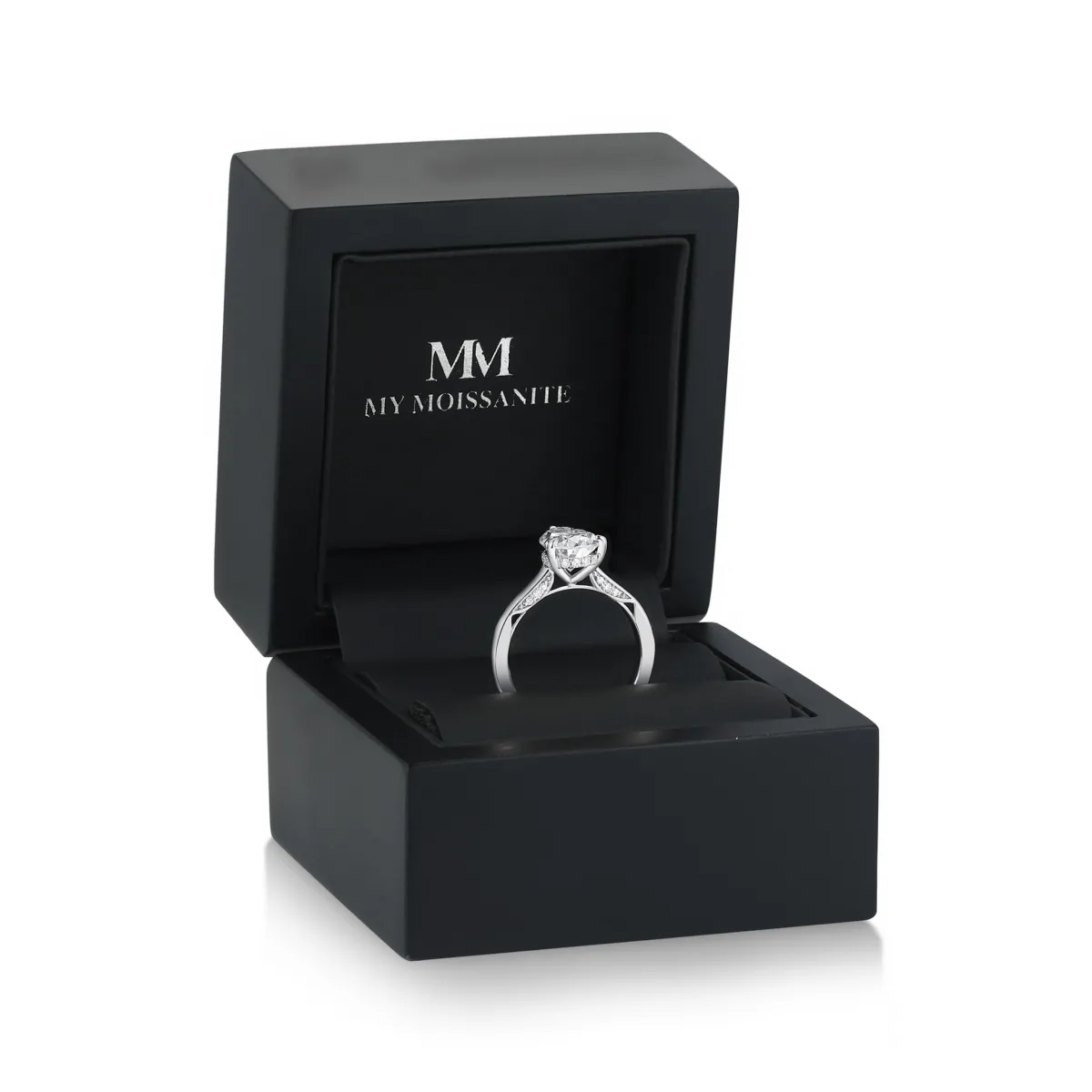 Poirine - Peer Geslepen Moissanite Ring Met Hidden Halo En Pavé Accentstenen