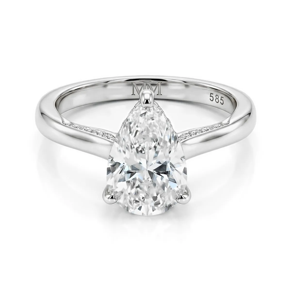 Poirine - Peer Geslepen Moissanite Ring Met Hidden Halo En Pavé Accentstenen
