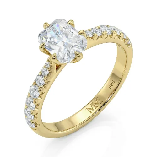 Lumiere - Radiant Geslepen Moissanite Ring Met Pavé-Gezette Stenen