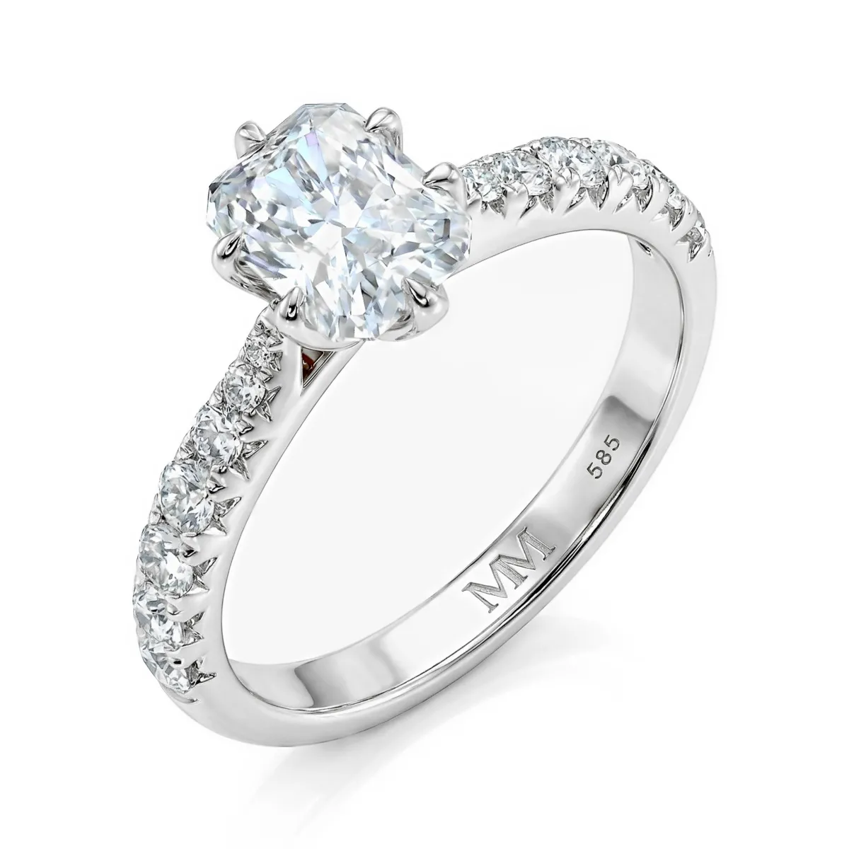 Lumiere - Radiant Geslepen Moissanite Ring Met Channel-Set Stenen