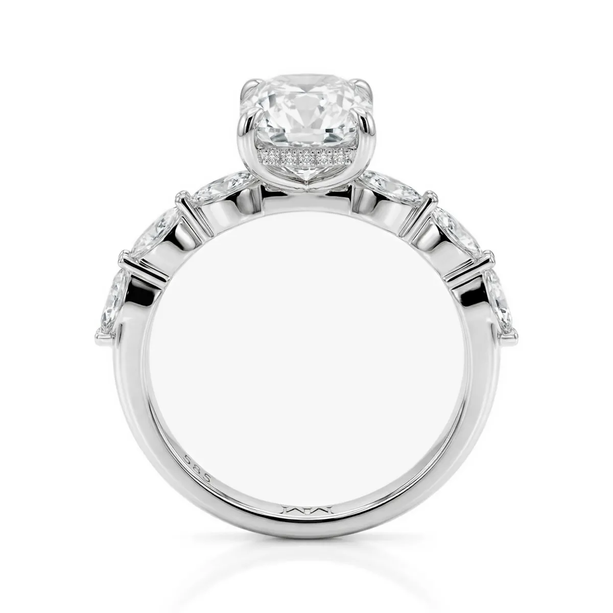 Luminaire - Radiant Geslepen Moissanite Ring Met Marquise Zijstenen en Hidden Halo